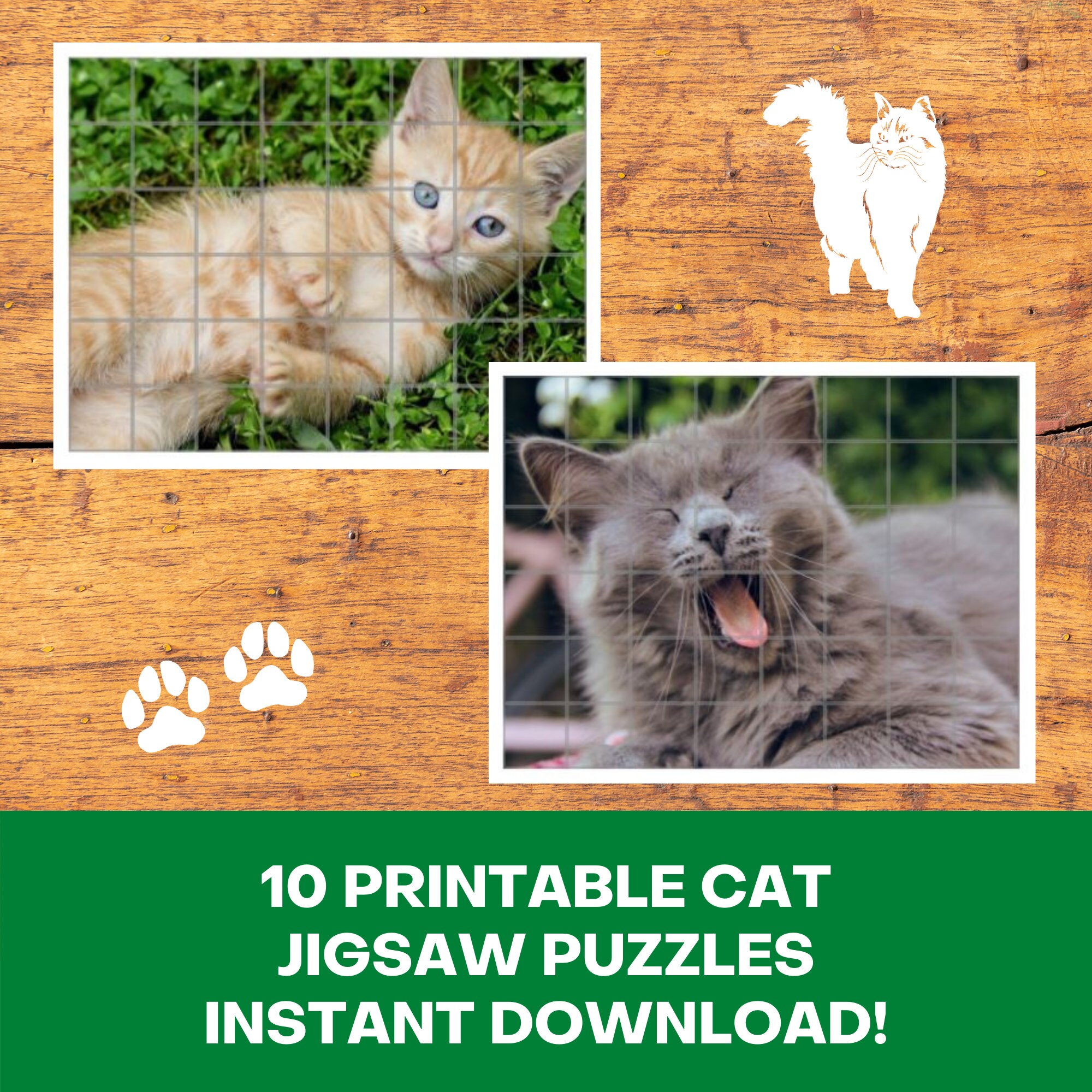10 Printable Cat Jigsaw Puzzles Bundle Each Jigsaw Has 48 - Etsy