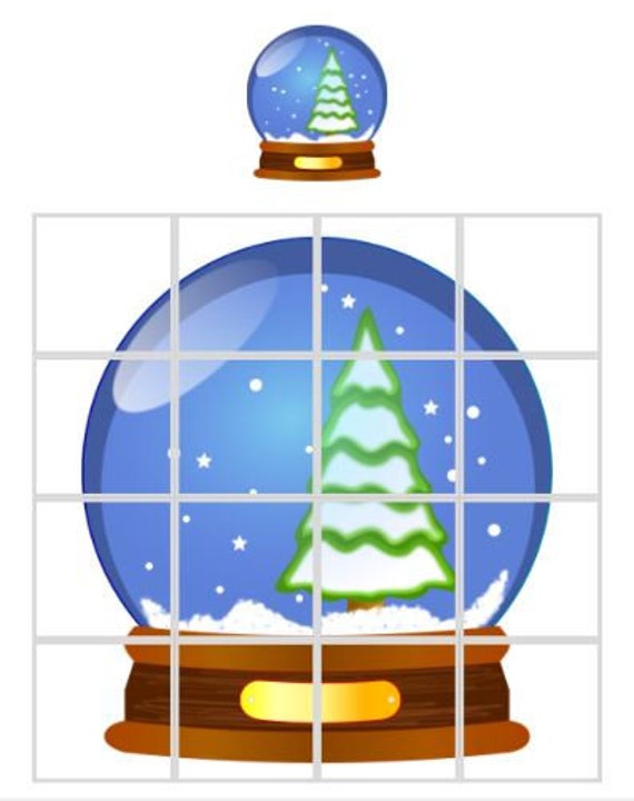 snow globe christmas printable jigsaw puzzle 16 piece jigsaw etsy