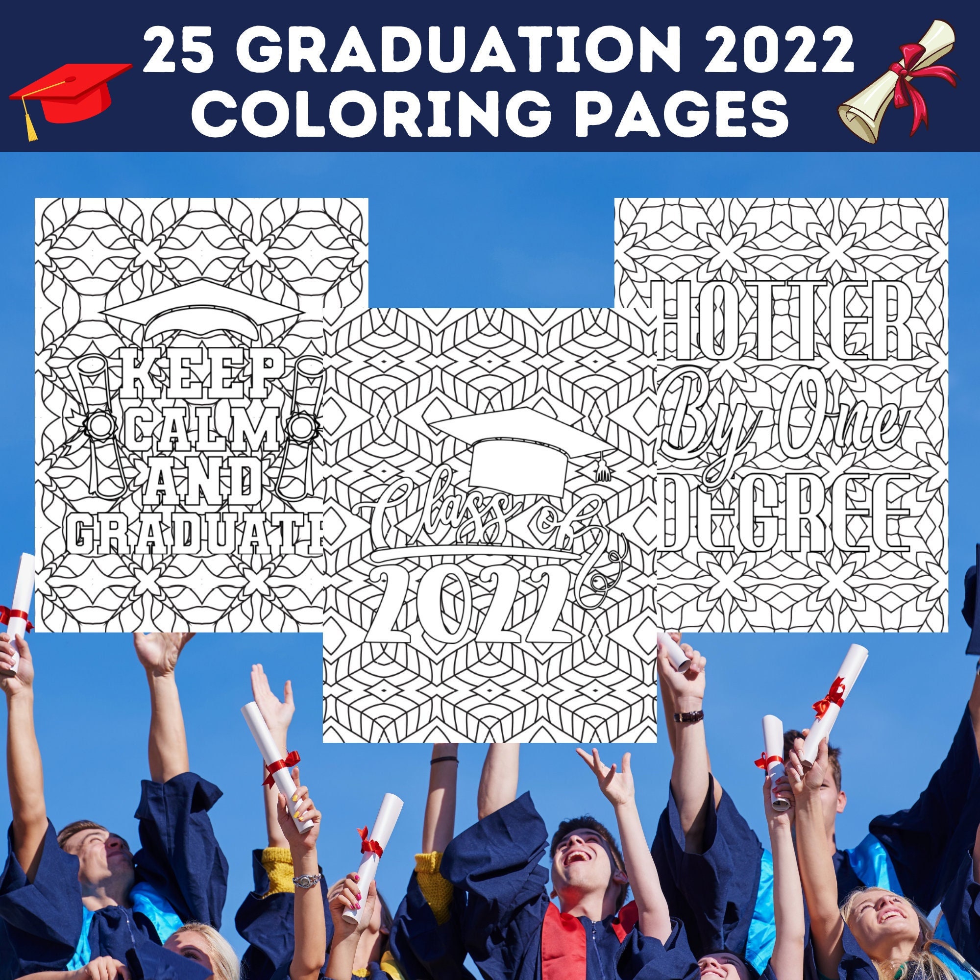 25 Graduation 2022 Coloring Pages Bundle 2022 Graduate - Etsy