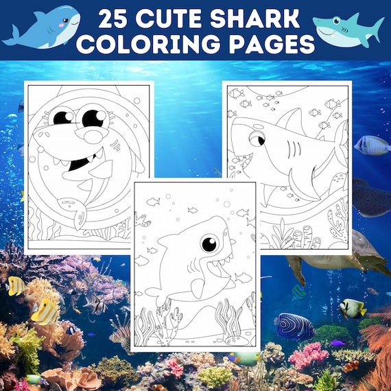 25 Cute Shark Coloring Pages Marine Life Shark Printable