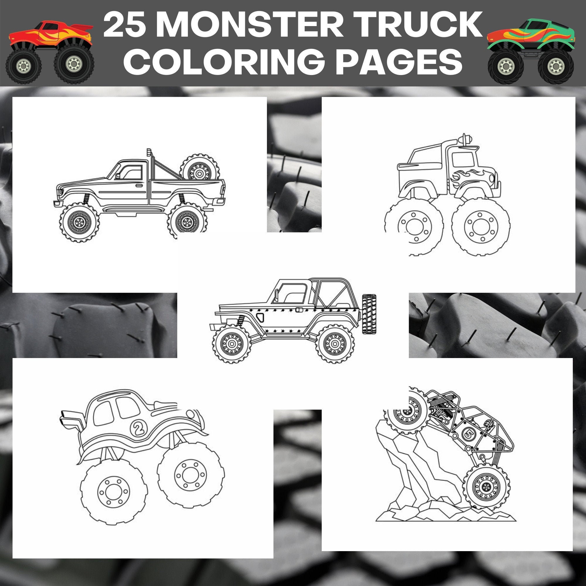 Monster Truck Coloring Book for Kids: Simple Coloring Book for