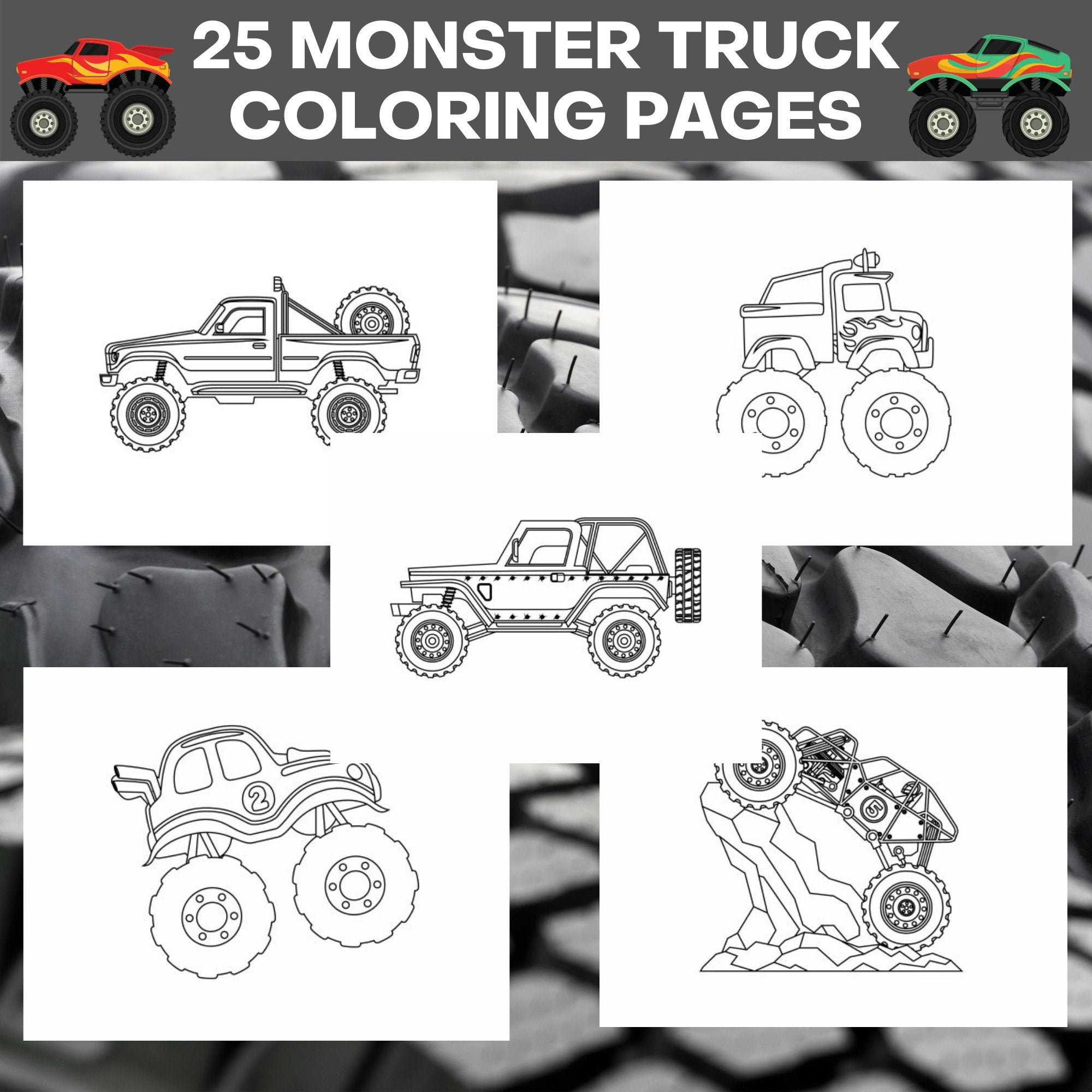 Monster Truck Coloring Book for Children: Cute and Fun Monster