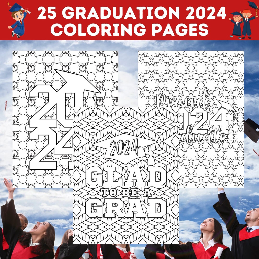 2024 Graduation Coloring Pages Bundle, 2024 Graduate Printable, 2024