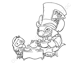 Stitch Tea Party PNG SVG JPG Digital Download File Lilo And Stitch Clip Art Print Design Card File