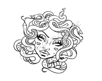Medusa Design Clip Art PNG SVG JPG Digital Download Art
