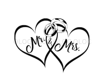 Mr & Mrs Wedding PNG SVG JPG Clip Art Digital Download File Print Design Art