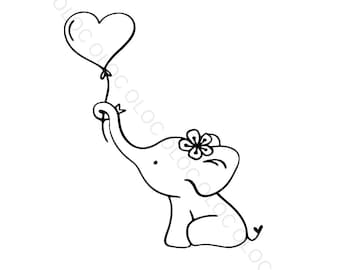 Elephant Balloon PNG SVG JPG Clip Art Digital Download File Print Design Art