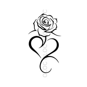 Hart Rose Clip Art PNG SVG JPG Digitale Download Art Card