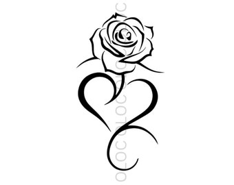 Heart Rose Clip Art PNG SVG JPG Digital Download Art Card