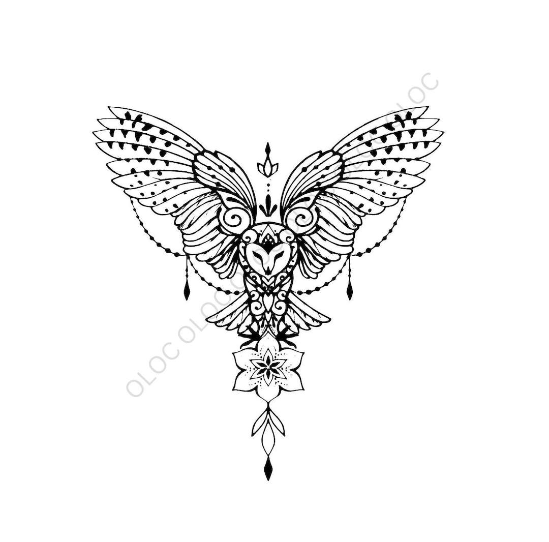Owl Tattoo Design File Clip Art PNG SVG JPG Digital Download Art Card ...