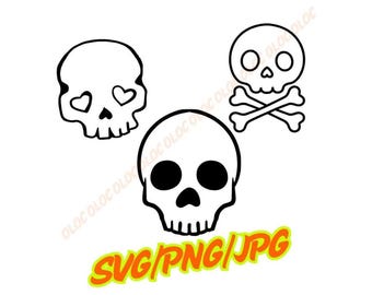 Simple Skull Design x3 Clip Art SVG PNG JPG Digital Download Pirate Crossbones Skull Files