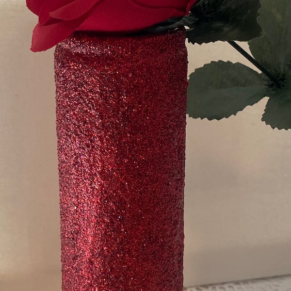 Centerpiece|Red|glass||Glass Cylinder|vase|Flower vase|Glitter vase |Shiny vase|Glass Pillar|Glitter Vase|Glitter