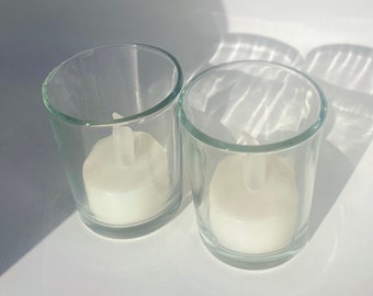 Luz de té, juego de portavelas de luz de té, vela, juego de luz de té de vidrio, soporte de vidrio, vidrio, pieza central de vidrio