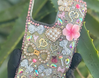 Handyhülle, Bedazzled Handyhülle, Accessoires, Pink, IPhone Pink, Pink