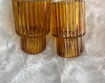 Amber|Candle|Candle Holders|Glass|Set of 2|Dinner|table décor|Centerpiece|home decor