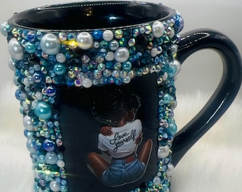 Coffe mug, Drinkware, Bedazzled Cup, Bedazzled Mug, Birthday gift, Drink, Cup
