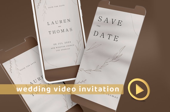 Boho Minimalist Wedding Invitation Video, Natural Save the Date Electronic Invite , Customizable, Personalization