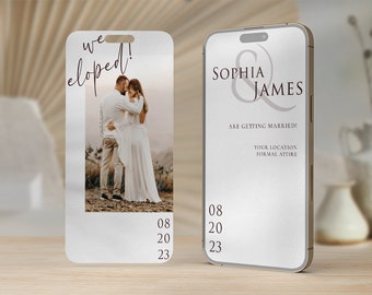 Video de invitación de boda bohemia "Nos fugamos" y foto para guardar la fecha (digital)