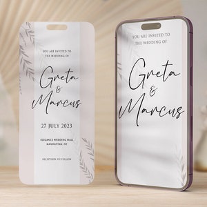 Minimal Boho Blush Hochzeitseinladung Video, natürliche Save the Date oder Hochzeitseinladung elektronische einladen, anpassbar, Personalisierung