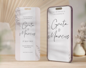 Video de invitación de boda con toques bohemios: invitación electrónica minimalista