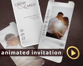 Vídeo de invitación de boda bohemia: Guarda la fecha con foto (MP4 digital)