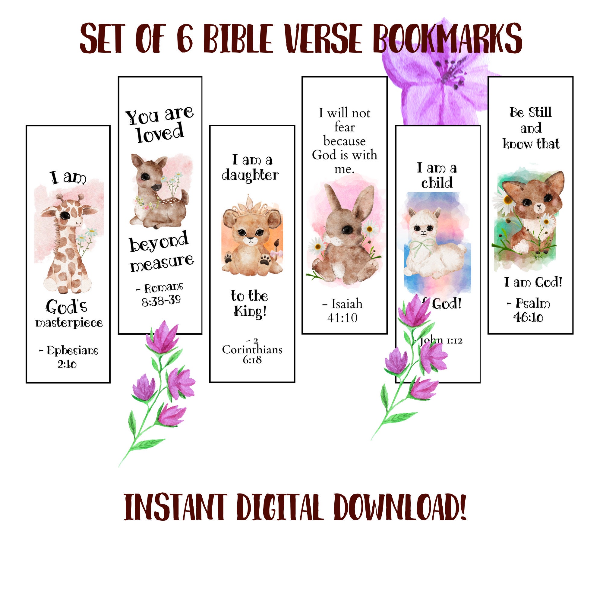 Kids Bible Verse Bookmarks, Scripture Bookmarks, Kids Bible Verses