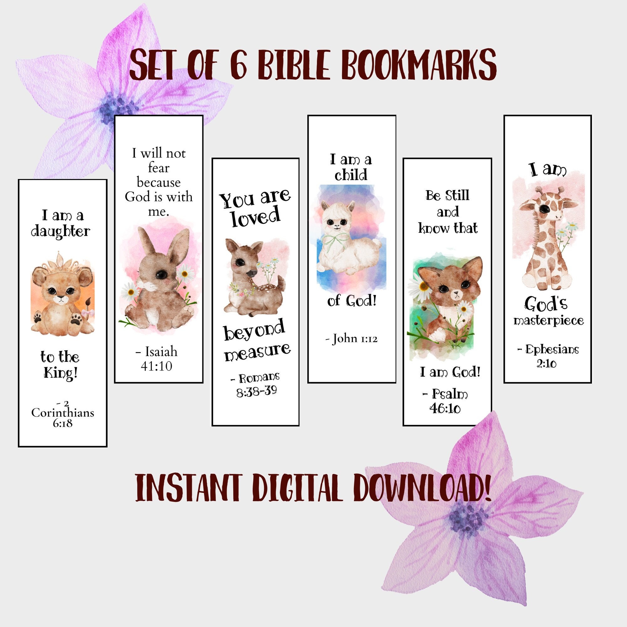Kids Bible Verse Bookmarks, Scripture Bookmarks, Kids Bible Verses