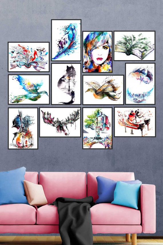 Abstract wall art Abstract Art Print Wall Prints Set of 12 Etsy