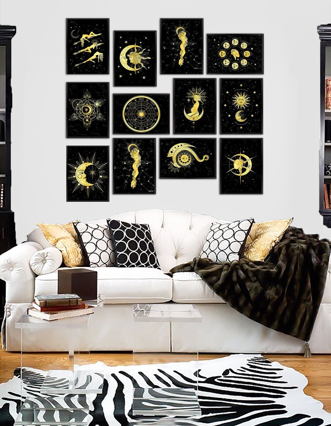 Cosmic Wall Prints Zodiac Sign Wall Decor Housewarming Gifts Set of 12