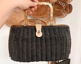 black wicker purse