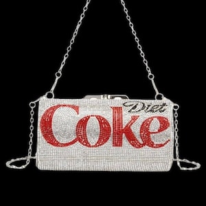 Women Fashion Diamond Bling Coca-Cola Handbag, Shoulder Bag, Chain Cross Body