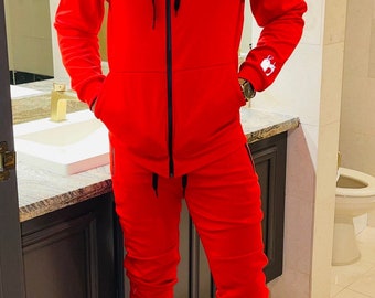 red nike jogging suit