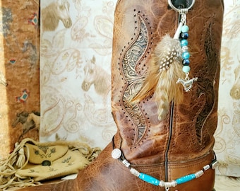 Decorazione per stivali, puntale per stivali, puntale per stivali con piume, perline, piuma argentata, freccia o punta di freccia, fatto a mano, aggiungi un tocco di brillantezza ai tuoi stivali da cowboy