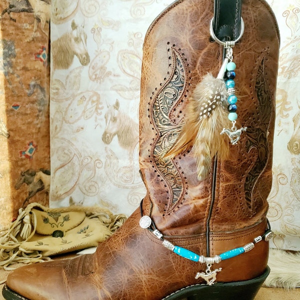 Boot Bling, Boot Topper, Feather Boot Topper with beads, silver feather, arrow, or arrowhead, Handmade, Add some bling to your Cowboy Boots