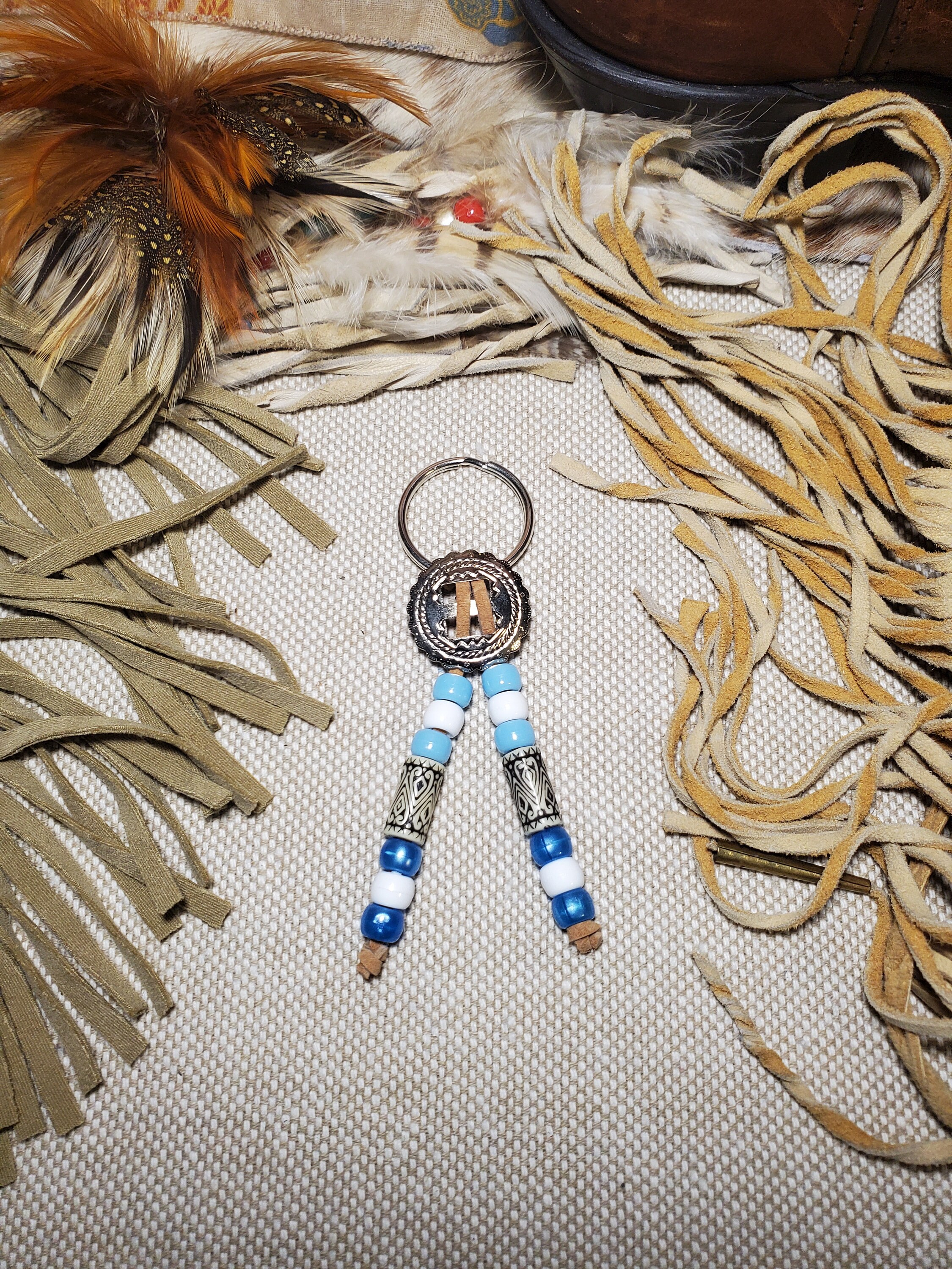 【CALEE】　concho keyring SV925 Keyring, Concho Key Ring Western Keychain, Custom Handmade