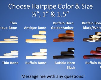 Buffalo Hornand Bone Hairpipe Beads, 1/2", 1" and 1.5", Red, Black, Antique Bone, Bone, Turquoise AmberBrown