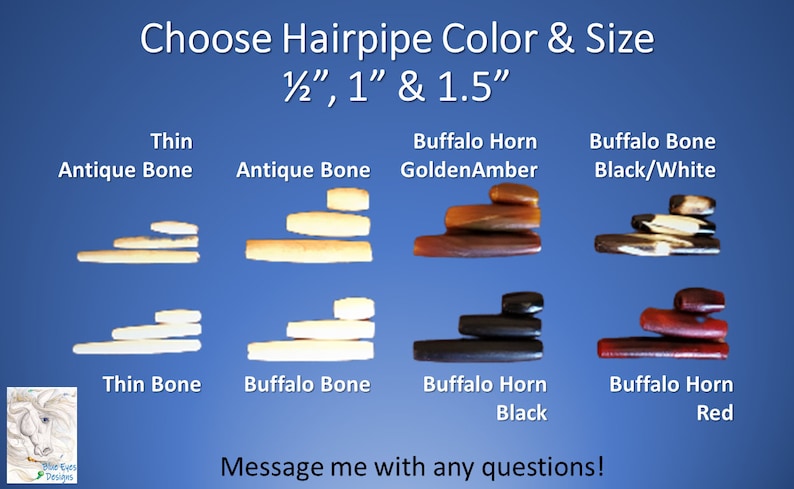 Buffalo Hornand Bone Hairpipe Beads, 1/2", 1" and 1.5", Red, Black, Antique Bone, Bone, Turquoise AmberBrown image 1