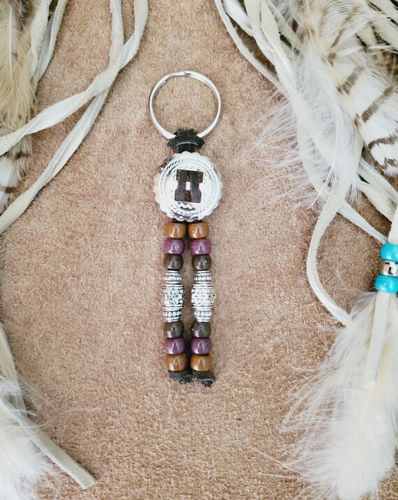 Keyring Concho Key Ring Keychain Western With Your Choice of Beads Handmade Turquoise Blue Tan Brown Suede Lace Western Etsy UK