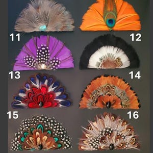 Abanico de plumas para sombreros de camionero (21 estilos). Pégalo tú mismo con pegamento caliente a tu sombrero de vaquero, sombrero de camionero o gorra de béisbol. Sombreros no incluidos. Se venden por unidad. imagen 3