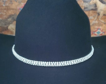 Fascia per cappello con strass, cowboy, cowgirl, fascia per cappello con diamanti e cristalli scintillanti, regolabile, fatta a mano