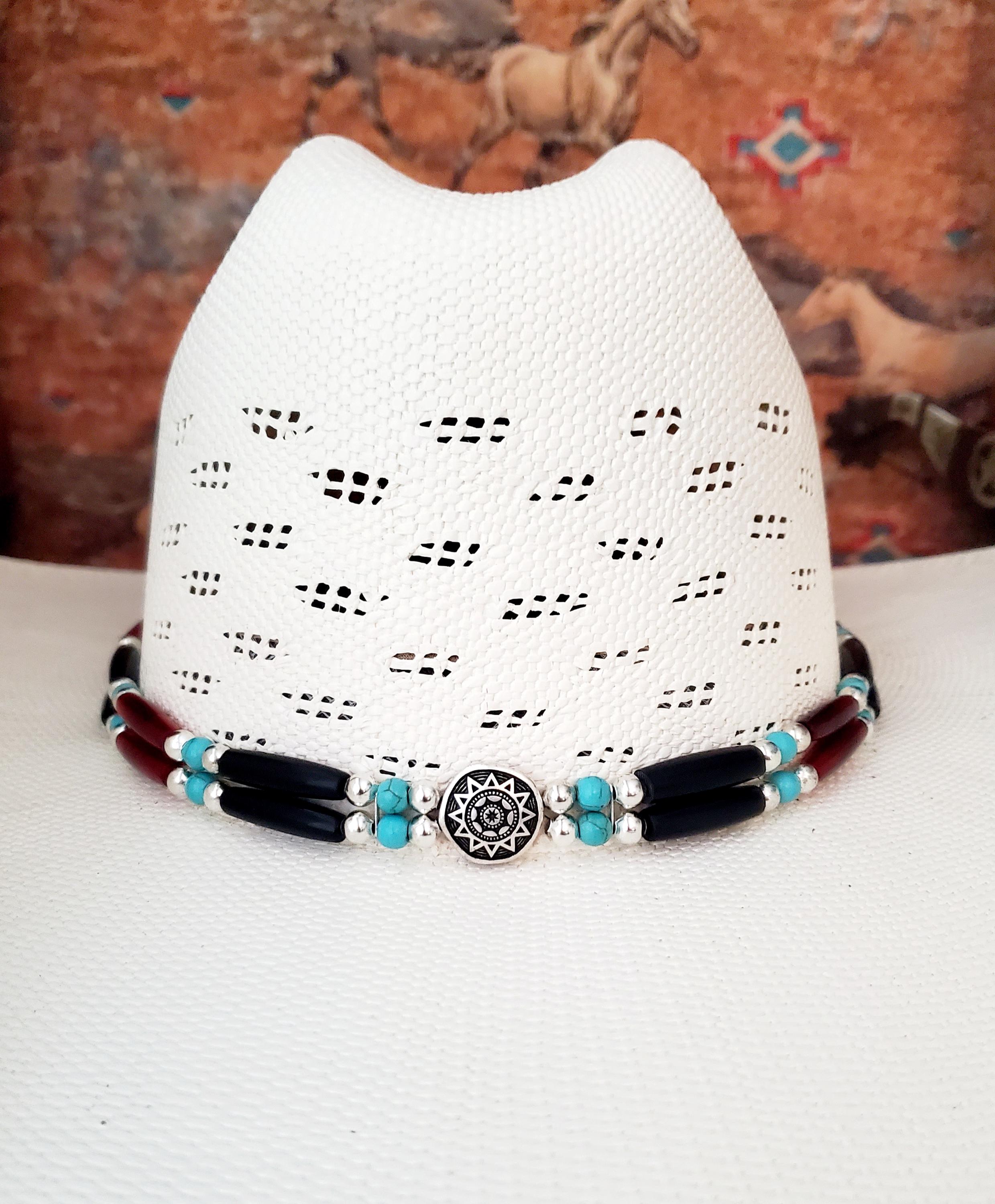 Sunburst Concho Hairpipe Bead Hat Band, Handmade - Buffalo  display picture 2