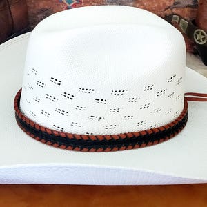 Leather Stitched Hat Band with Adjustable tie, Western Cowboy Hatband, Black, Turquoise, Red, Brown and more... image 13