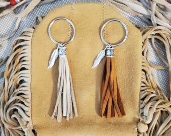 Keyring - Deerskin / Buckskin Tassel Key Ring - Choose Color - Keychain Western - Handmade