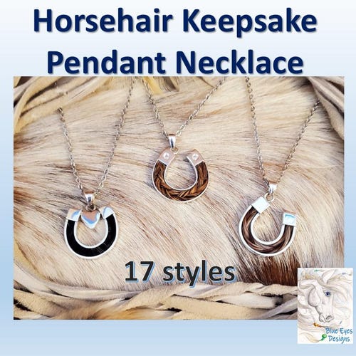Horsehair Jewelry Pendant Necklace, 925 Sterling Silver, 17 styles - made with your horse's hair as a keepsake