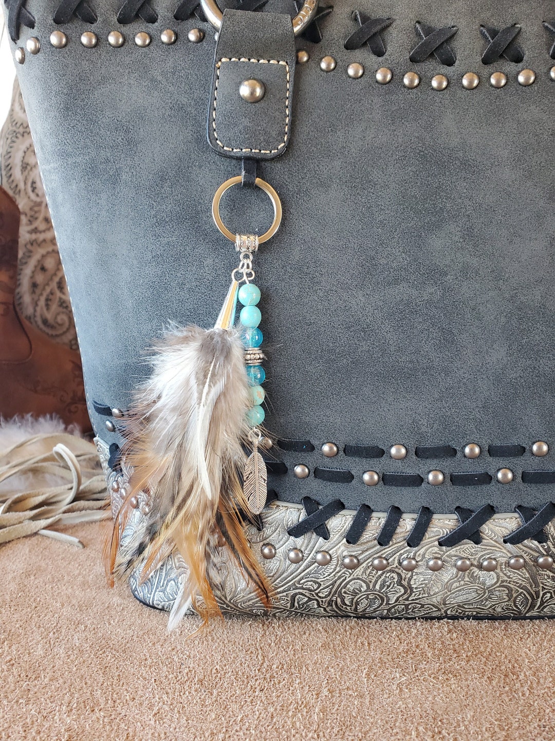 Custom Purse Dangle, Bag Charm, Feather Dangle for Your Purse, Hand Bag