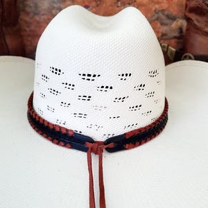 Leather Stitched Hat Band with Adjustable tie, Western Cowboy Hatband, Black, Turquoise, Red, Brown and more... image 12