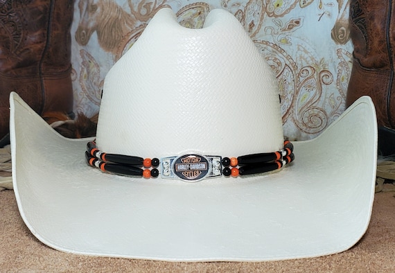 Western Style Ethnic Cowboy Hat Band, Orange, Brown, Blue &