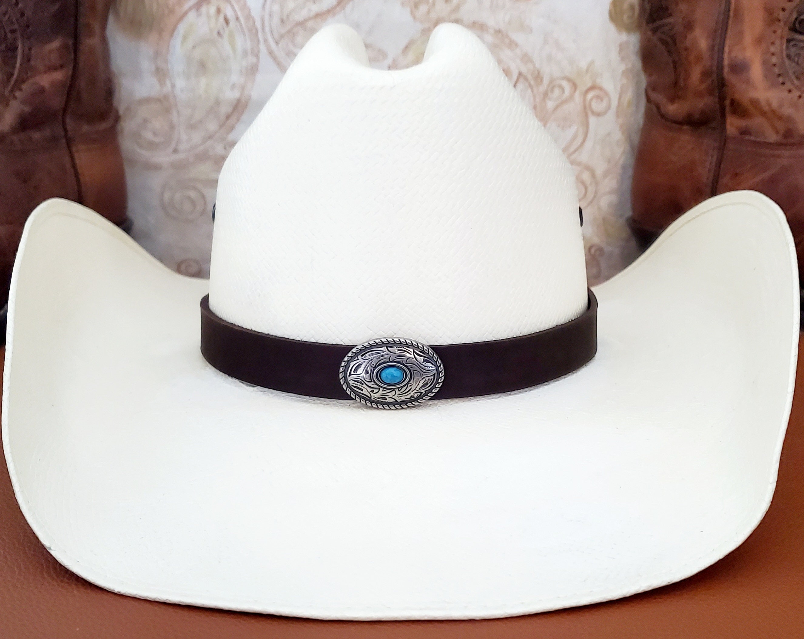 Cintura Pelle Cowboy Con Conchiglie: Stile Western Autentico Per Il Tuo Cappello E Vita!