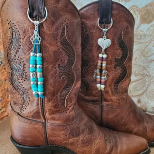 Boot Topper Bling - Silver Heart or Paw Print With Beads and Charm ...