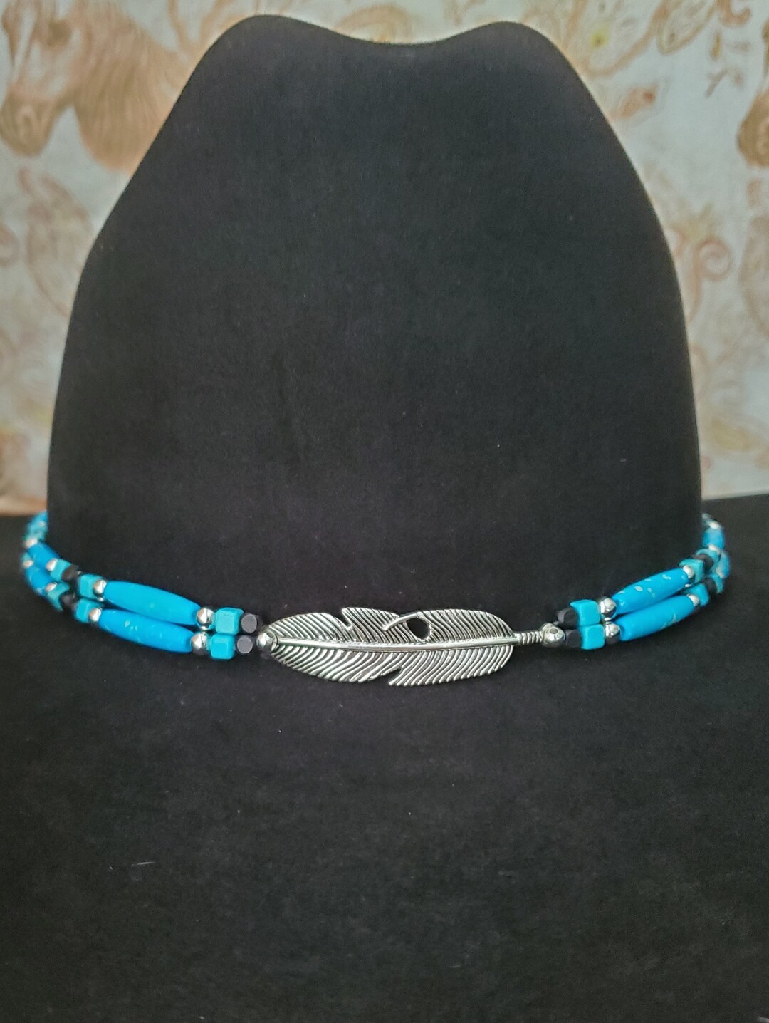 4683 Western Hat Band White Hairpipe Bone Turquoise Bead Jewelry Accessory Amazon.com: Western Hat Band White Hairpipe Bone Turquoise  main image 3